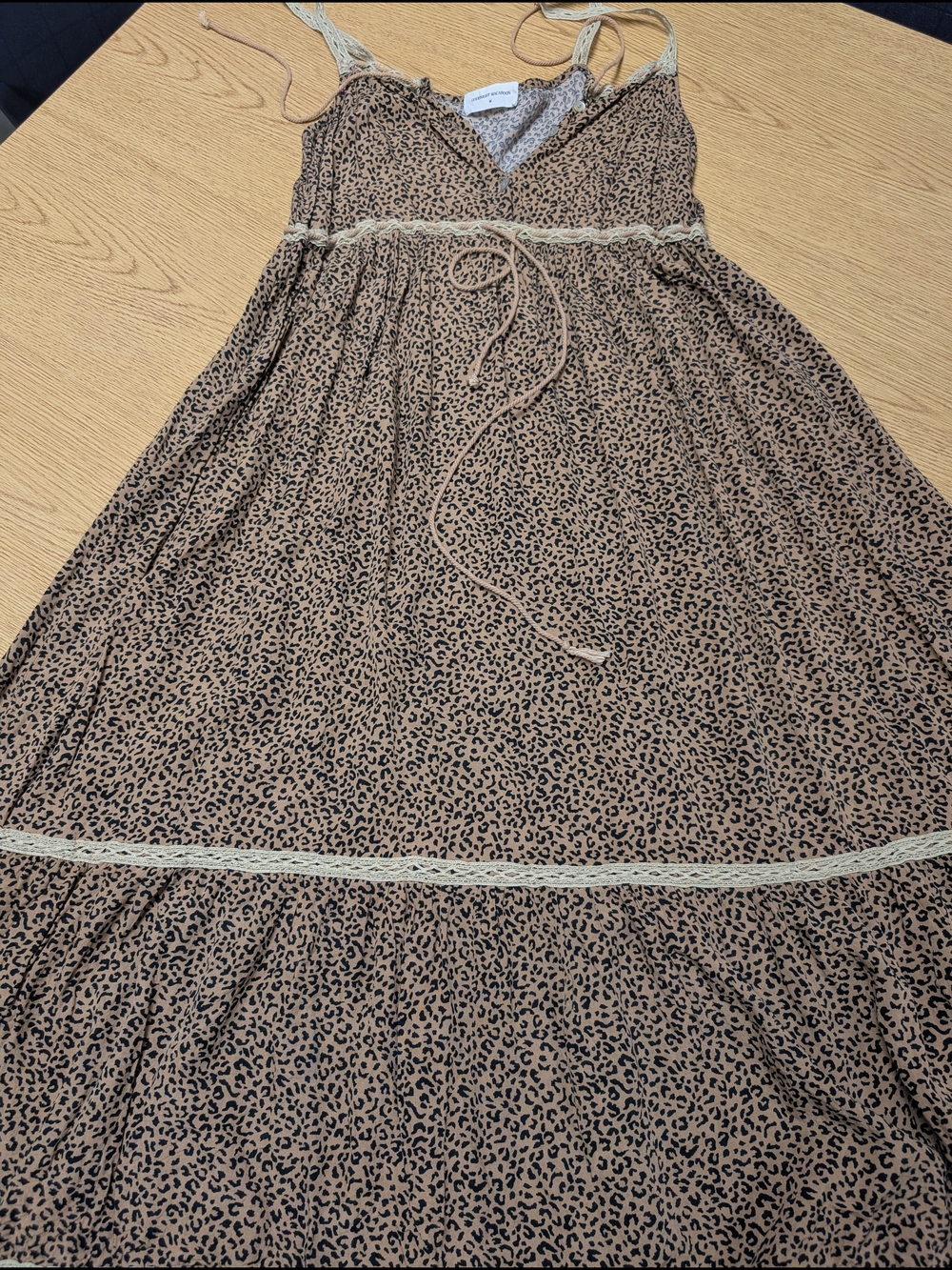 Leopard Print Slip Dress with Lace Trim